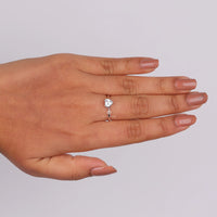 Hand wearing a diamond ring on a plain background, Heart Cut Moissanite Solitaire Engagement Ring, Romantic Valentine’s Gift for Her