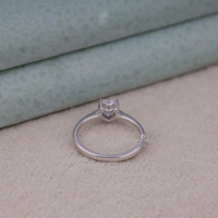 Silver ring with a diamond on a textured surface, Heart Cut Moissanite Solitaire Engagement Ring, Romantic Valentine’s Gift For Her, Heart Shape Moissanite Wedding Ring