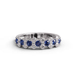 White & Blue Sapphire CZ Ring – Silver Band Stackable Jewelry