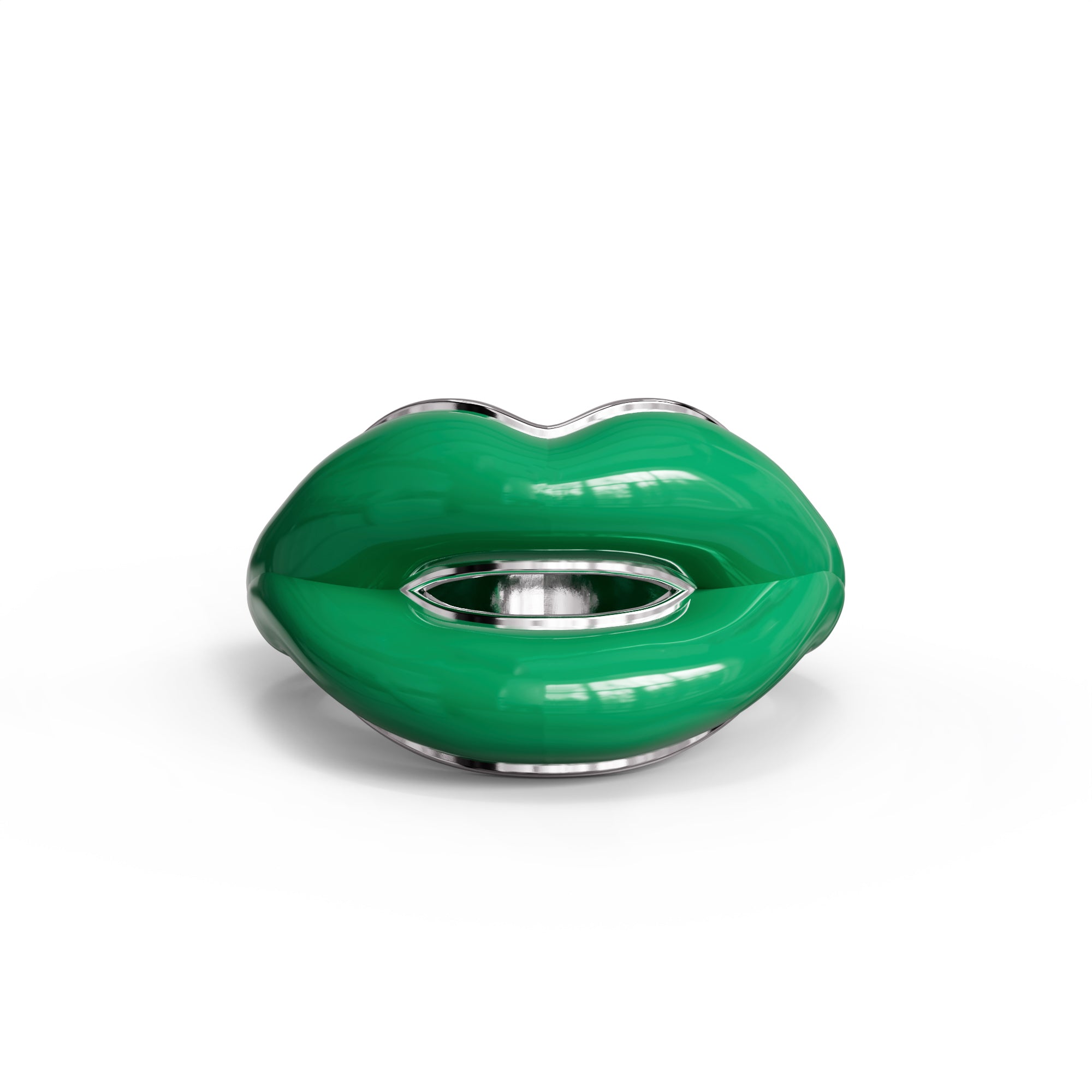 Green Lip Shape Enamel Ring – Bold Hot Lips Statement Jewelry for Men & Women