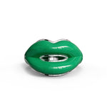 Green Lip Shape Enamel Ring – Bold Hot Lips Statement Jewelry for Men & Women