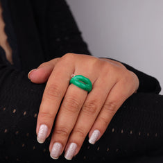Green Lip Shape Enamel Ring – Bold Hot Lips Statement Jewelry for Men & Women - alternate view