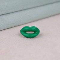 Green Lip Shape Enamel Ring – Bold Hot Lips Fashion Jewelry for Men & Women