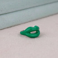 Hot Lips Enamel Statement Ring – Glossy Green Lip Shape Jewelry for Unisex Style