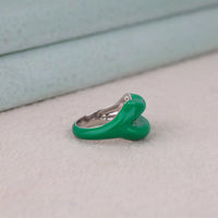 Green Lip Shape Fashion Ring – Unisex Hot Lips Enamel Statement Jewelry