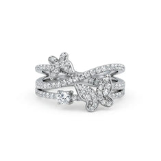 Butterfly Moissanite Diamond Open Ring – Elegant Double Band Design