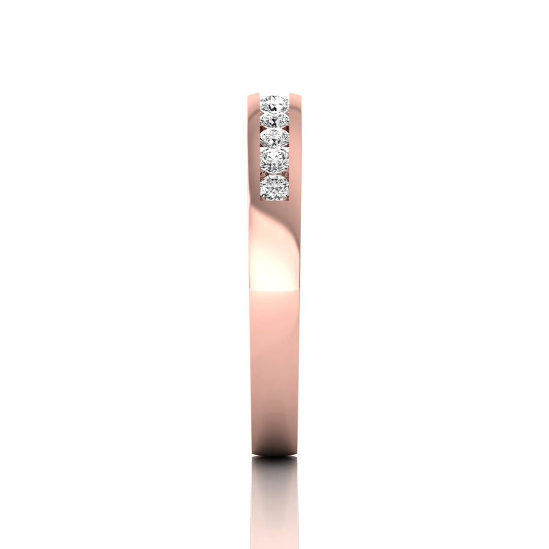 OctaPearl Channel Set Round Lab Grown Diamond Minimalist Half Eternity Wedding Band