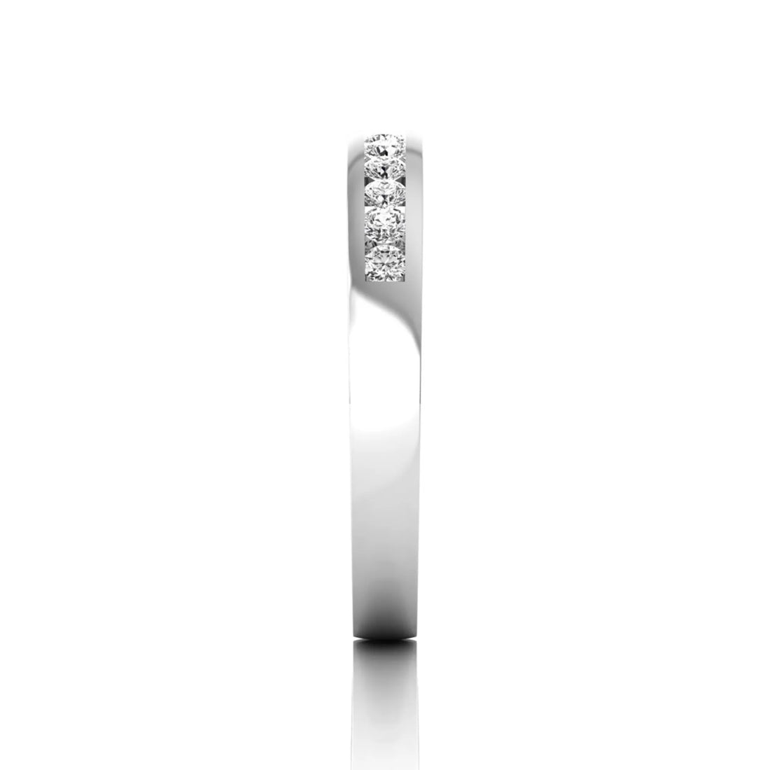 OctaPearl Channel Set Round Lab Grown Diamond Minimalist Half Eternity Wedding Band