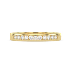 OctaPearl Channel Set Round Lab Grown Diamond Minimalist Half Eternity Wedding Band