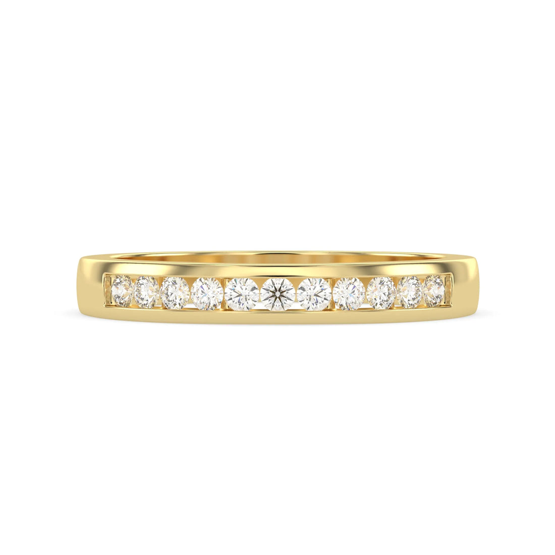 OctaPearl Channel Set Round Lab Grown Diamond Minimalist Half Eternity Wedding Band
