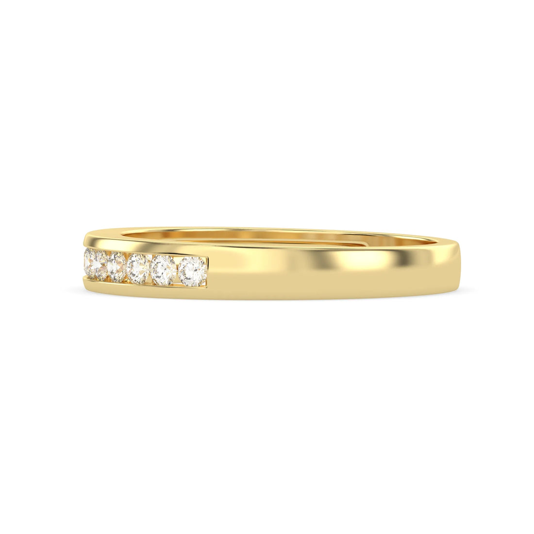 OctaPearl Channel Set Round Lab Grown Diamond Minimalist Half Eternity Wedding Band