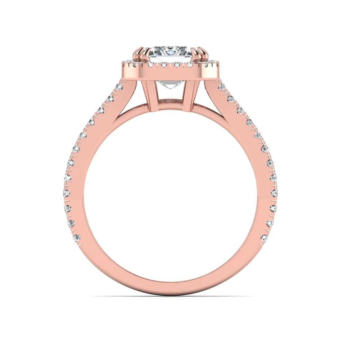 OctaPearl 2 ct Emerald Cut Halo Lab Grown Diamond Engagement Ring