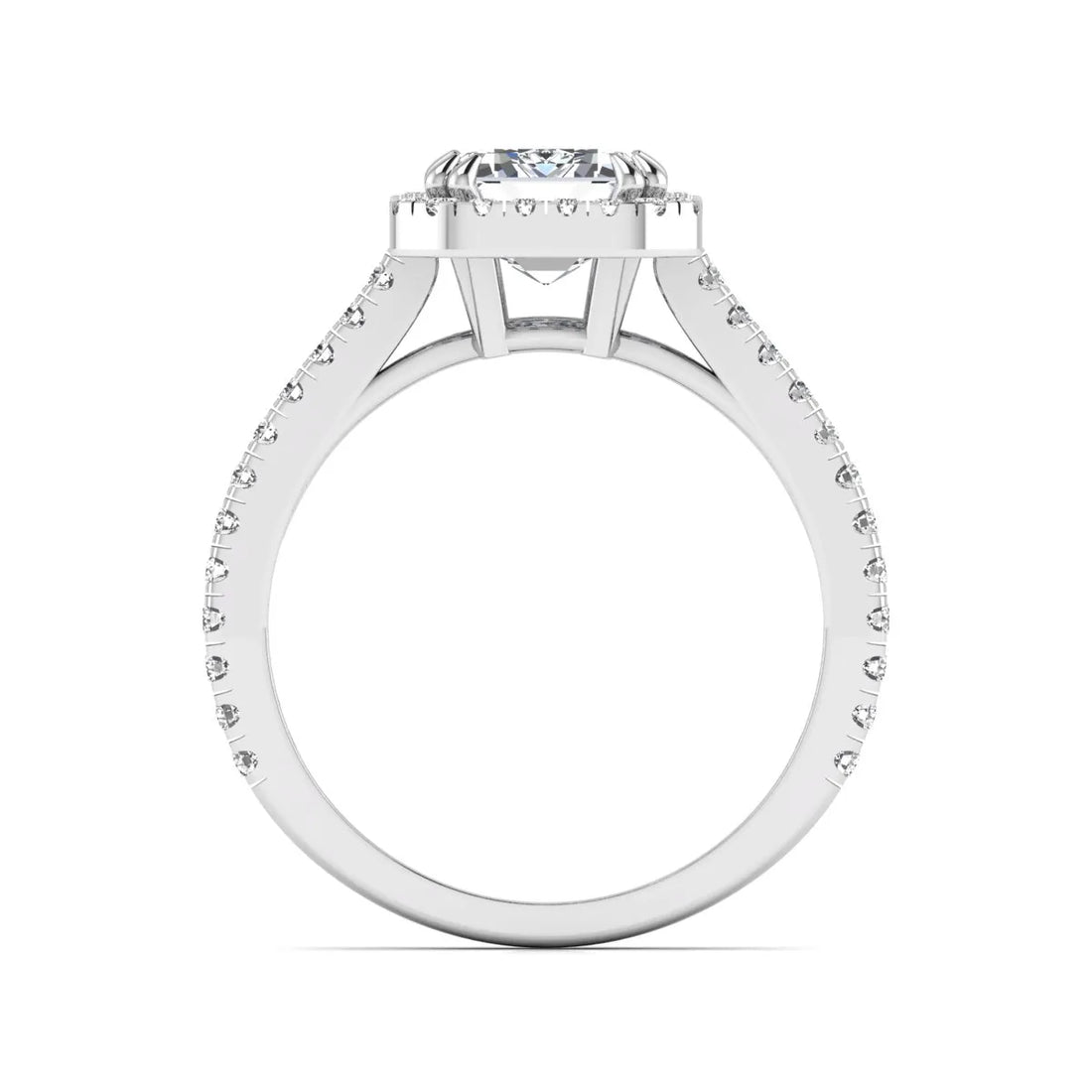 OctaPearl 2 ct Emerald Cut Halo Lab Grown Diamond Engagement Ring
