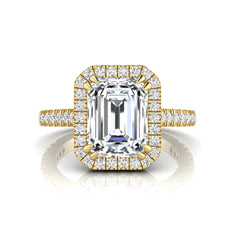 OctaPearl 2 ct Emerald Cut Halo Lab Grown Diamond Engagement Ring