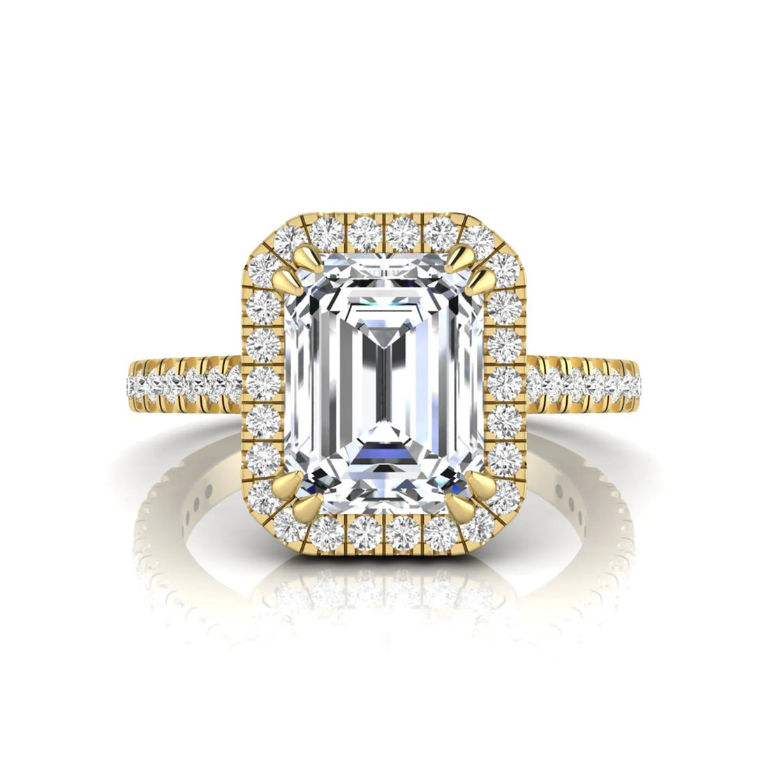 OctaPearl 2 ct Emerald Cut Halo Lab Grown Diamond Engagement Ring