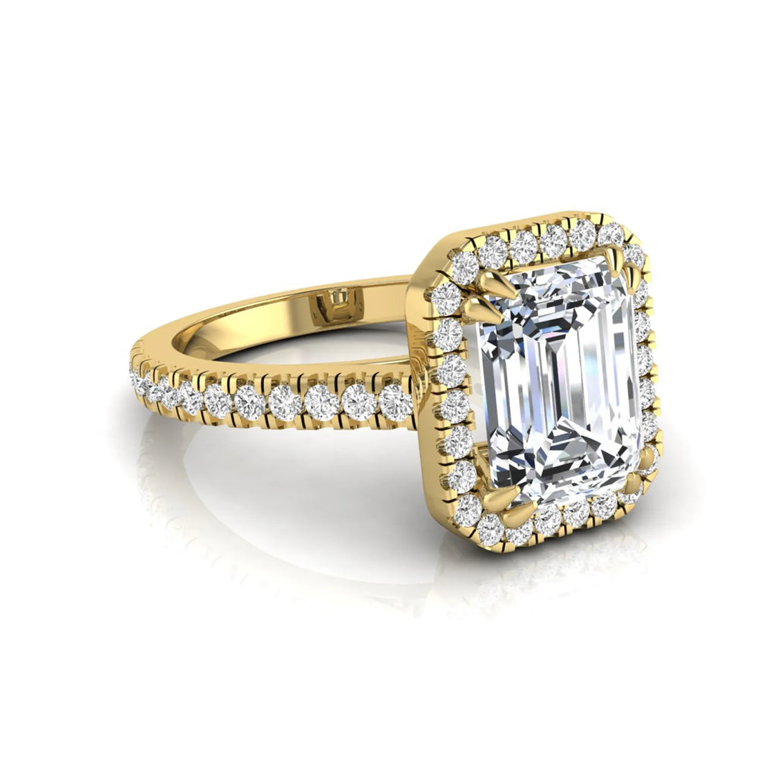 OctaPearl 2 ct Emerald Cut Halo Lab Grown Diamond Engagement Ring