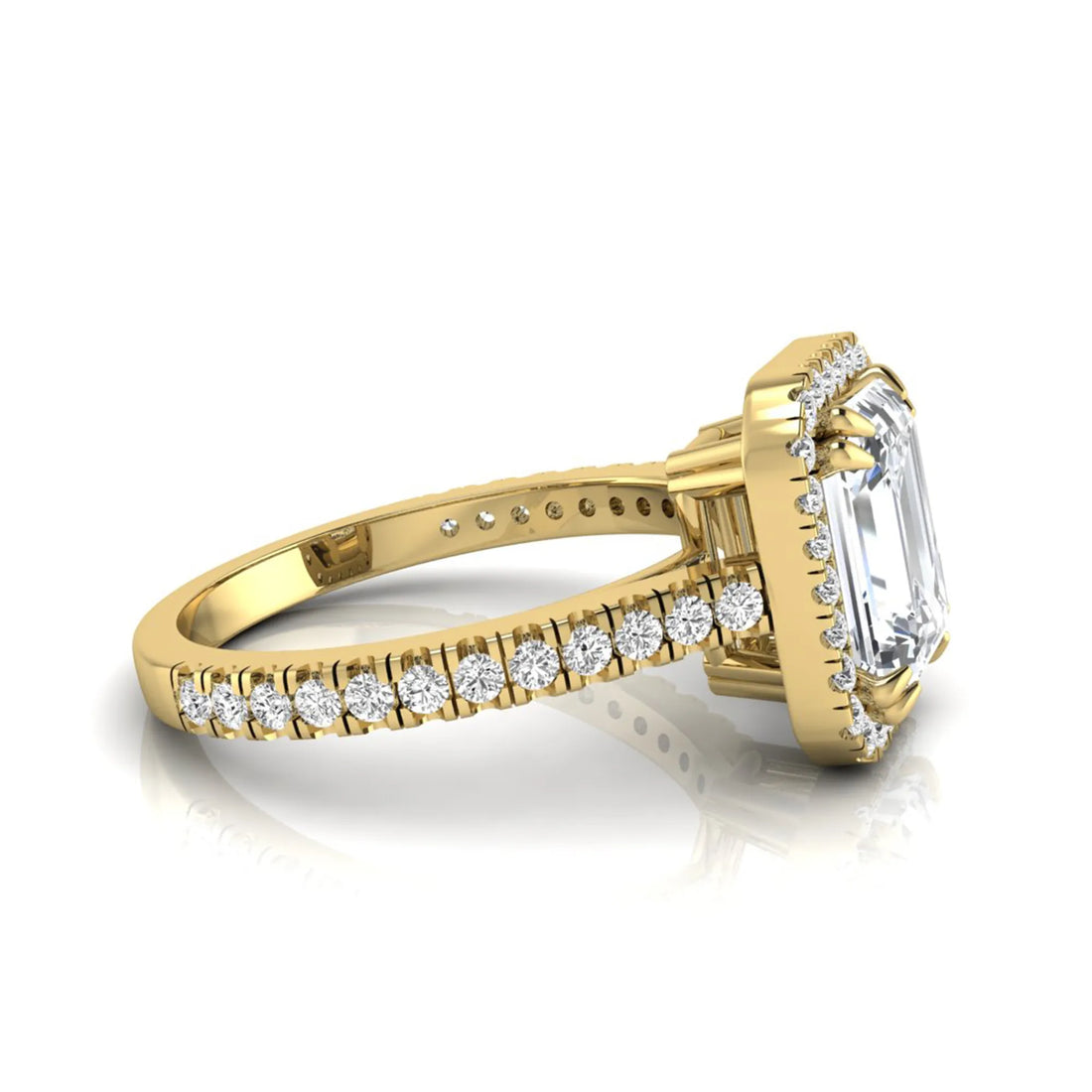 OctaPearl 2 ct Emerald Cut Halo Lab Grown Diamond Engagement Ring