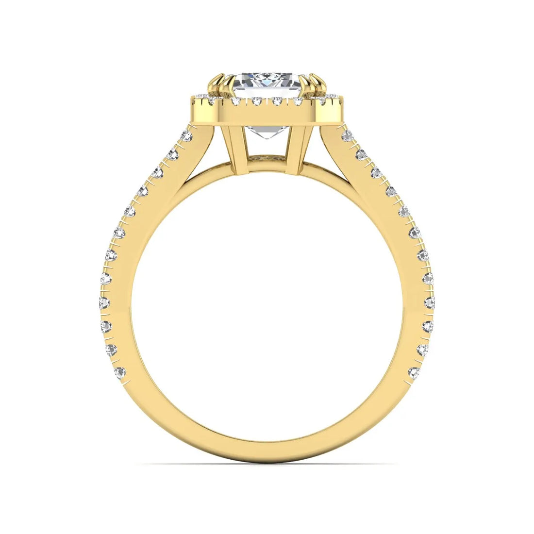 OctaPearl 2 ct Emerald Cut Halo Lab Grown Diamond Engagement Ring