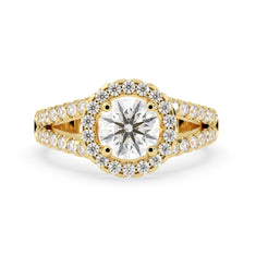 OctaPearl 1.5 ct Round Halo Lab Grown Diamond Split Shank Pave Engagement Ring
