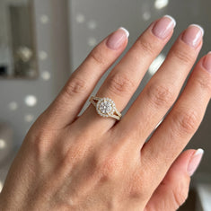 OctaPearl 1.5 ct Round Halo Lab Grown Diamond Split Shank Pave Engagement Ring - alternate view