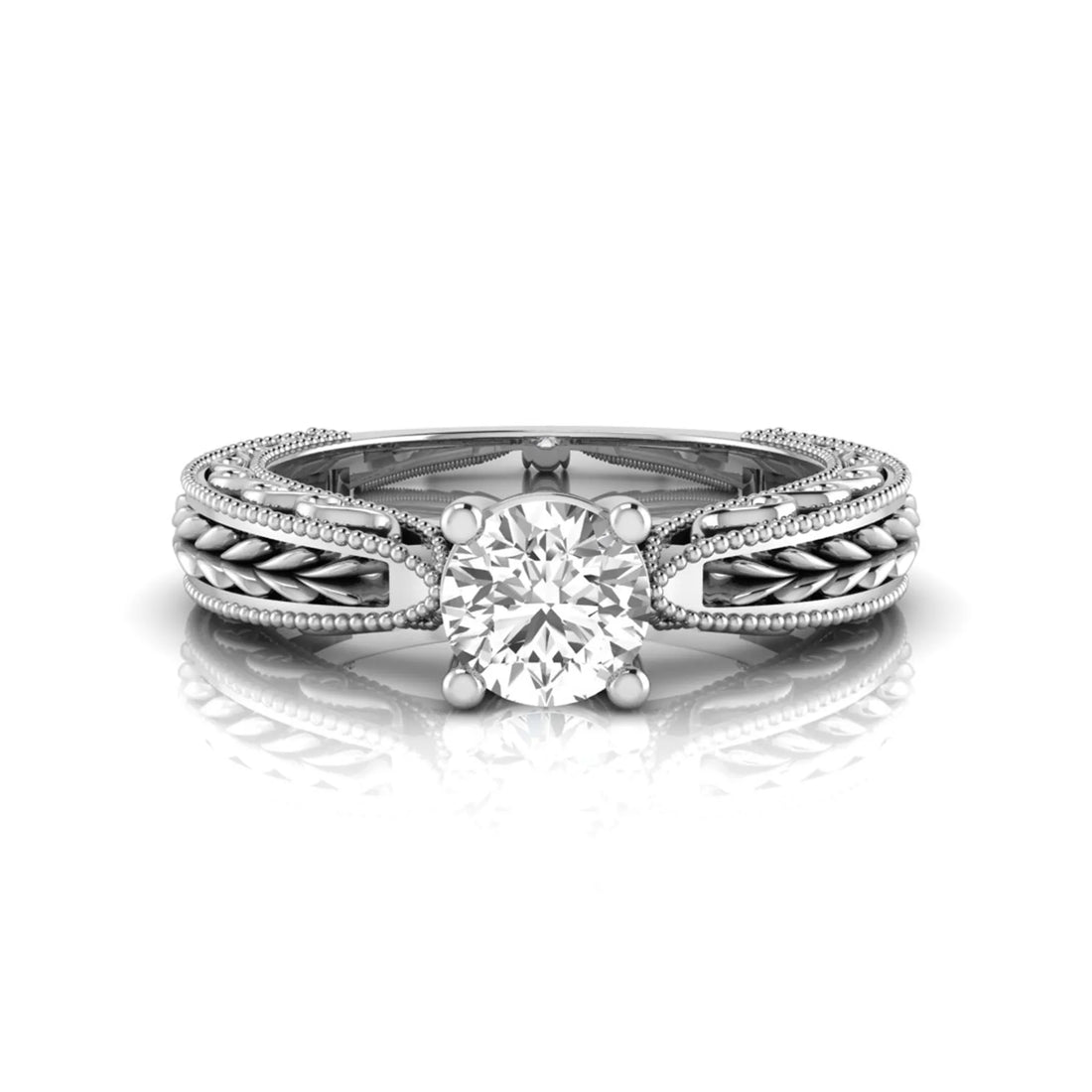 OctaPearl Vintage Inspired Round Lab Grown Diamond Solitaire Engagement Ring