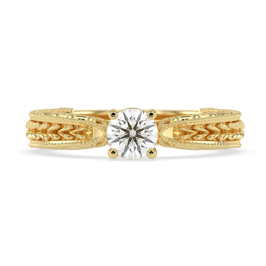OctaPearl Vintage Inspired Round Lab Grown Diamond Solitaire Engagement Ring