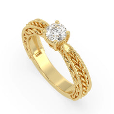 OctaPearl Vintage Inspired Round Lab Grown Diamond Solitaire Engagement Ring - alternate view