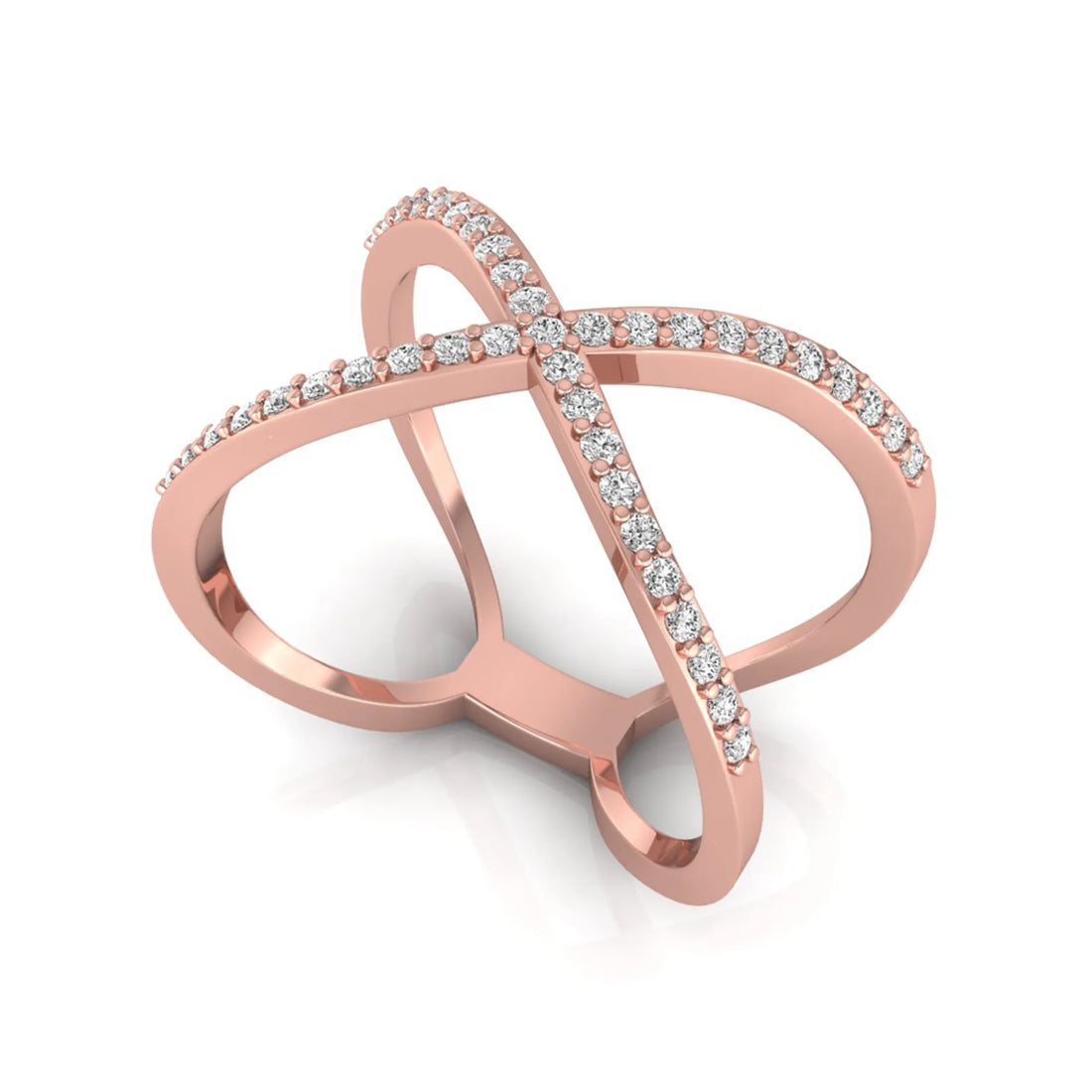 OctaPearl X-Over Stackable Lab Grown Diamond Pavé Engagement Ring