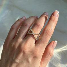 OctaPearl X-Over Stackable Lab Grown Diamond Pavé Engagement Ring - alternate view
