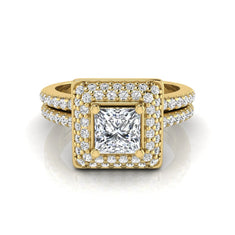 OctaPearl Princess Halo Lab Grown Diamond Bridal Ring Set