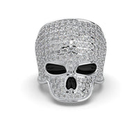 Men’s Gothic Style Skull Ring with White Moissanite Diamonds