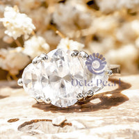 Oval With Half Moon CZ Stone Past Present Future Ring For Wedding