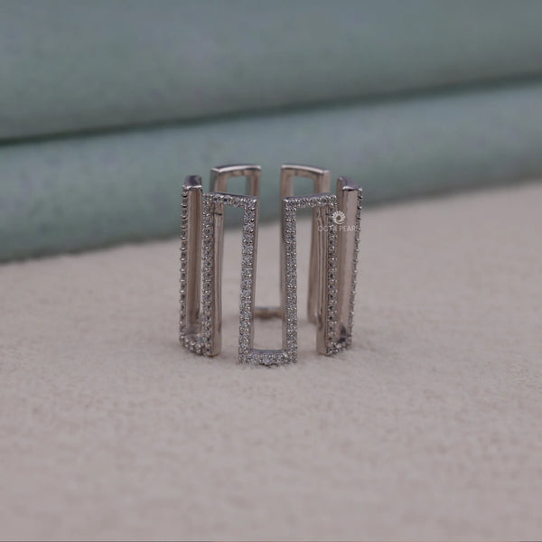 Modern Geometric Moissanite Diamond Statement Ring