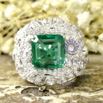 Green Asscher Cut CZ Stone Cocktail Party Wear Ring