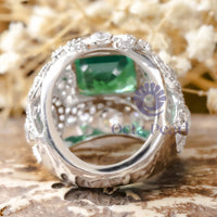 Green Asscher Cut CZ Stone Cocktail Party Wear Ring