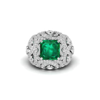 Green Asscher Cut CZ Stone Cocktail Party Wear Ring ( 12 2/3 TCW )