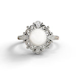 Freshwater Pearl With Round CZ Stone Filigree Work Wedding Proposal Ring