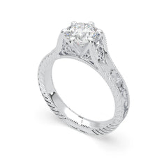 Vintage Solitaire Moissanite Engagement Ring – Silver Filigree