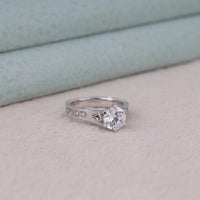 Silver ring with a diamond on a light background, Art Deco Moissanite Engagement Ring, Elegant Filigree Solitaire Wedding Ring For Bride, Sustainable Conflict Free Moissanite Bridal Jewelry