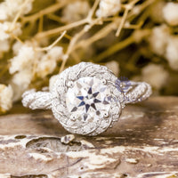 Twisted Halo Round Cut Moissanite Eternity Engagement Or Valentine's Gift Ring ( 4 5/7 TCW)