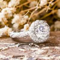 Twisted Halo Round Cut Moissanite Eternity Engagement Or Valentine's Gift Ring ( 4 5/7 TCW)