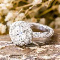 Twisted Halo Round Cut Moissanite Eternity Engagement Or Valentine's Gift Ring ( 4 5/7 TCW)