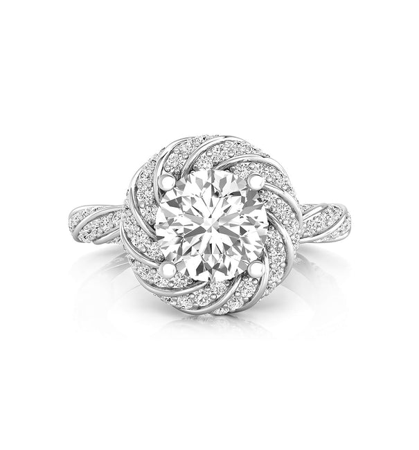 Twisted Halo Round Cut Moissanite Eternity Engagement Or Valentine's Gift Ring