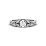 Round Cut Moissanite Milgrain Leaf Inspire Wedding Ring