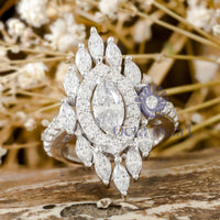 Marquise With Round Cut CZ Stone Halo Cocktail Party Wear Ring By Octa Pearl