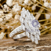 Marquise With Round Cut CZ Stone Halo Cocktail Party Wear Ring By Octa Pearl