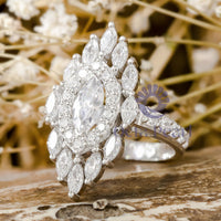 Marquise With Round Cut CZ Stone Halo Cocktail Party Wear Ring By Octa Pearl