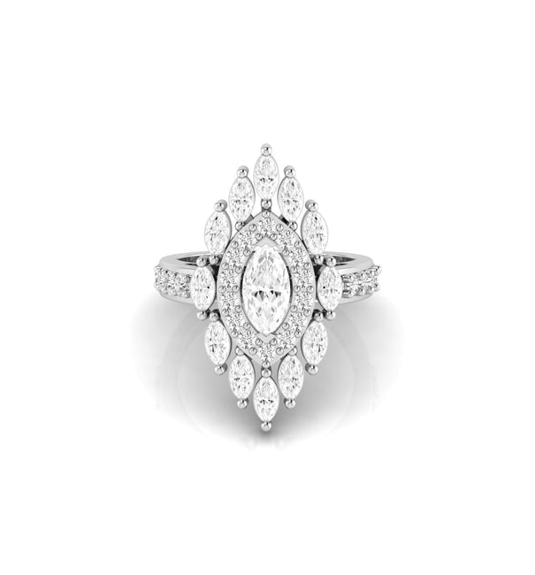 Marquise With Round Cut CZ Stone Halo Cocktail Party Wear Ring By Octa Pearl