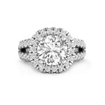 Round Moissanite Halo Set Split-Shank Ring