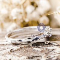 Round Moissanite Double Heart Connected Ring For Wedding Engagement & Mother's day